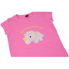 Cute Girls Personalised Dinosaur Applique T-Shirt